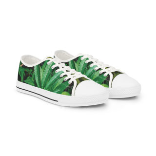 Green Succulent Print Men's Low-Top Sneakers | Aloe Plant Pattern 3