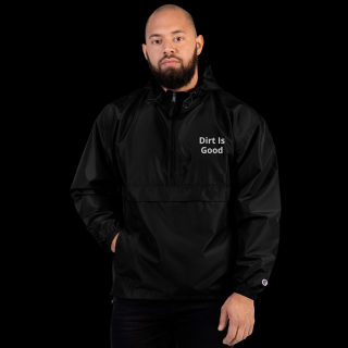 Embroidered Champion Packable Black Jacket "Dirt Is Good" 6