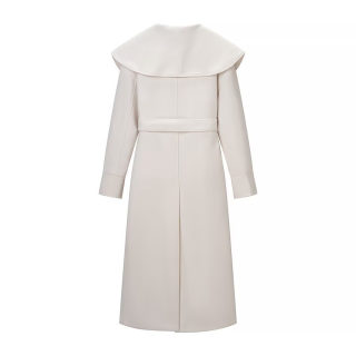 Elegant Shawl Collar Wool Coat | Wide Lapel with Waist Belt 3
