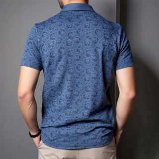 Floral Print Collar Polo Shirt | Large Size Short Sleeve 5