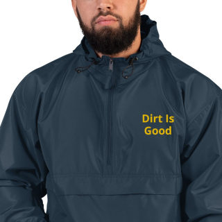 Embroidered Champion Packable Navy Jacket "Dirt Is Good" 16
