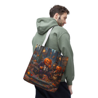 Jack-o'-Lantern Candy Haul Tote Bag | Halloween Pumpkin Scene 83