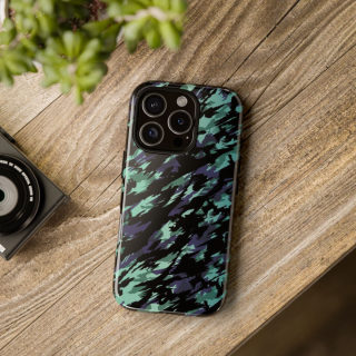 Teal Black Abstract Camo Phone Case 185