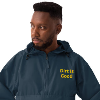 Embroidered Champion Packable Navy Jacket "Dirt Is Good" 18