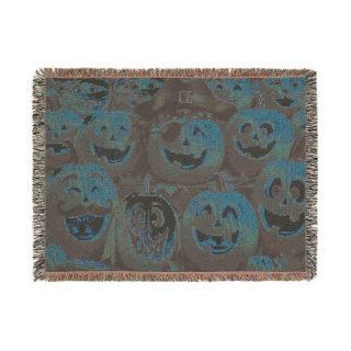 Jack-o'-Lantern Patchwork Woven Blanket | Halloween Pumpkin Throw 9