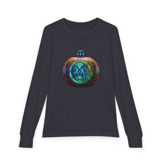 Skull Pumpkin 'No Tricks' Long Sleeve Kids Tee 9