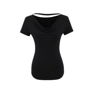 Swing Collar Pleated Short Sleeve T-Shirt | Round Neck 6
