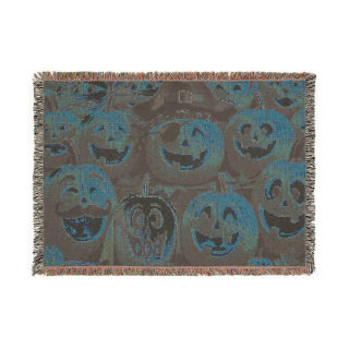 Jack-o'-Lantern Patchwork Woven Blanket | Halloween Pumpkin Throw 7
