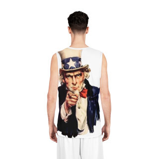 Uncle Sam Pointing Basketball Jersey | Patriotic Americana All-Over Print 4