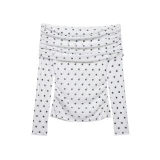 Polka Dot One-Shoulder Long Sleeve Top 5
