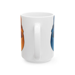 Blue and Orange Skull Pattern Mug | Ceramic Coffee Mug 4