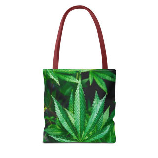 Green Cannabis Leaf Tote Bag | All-Over Print Hemp Plant Design 19