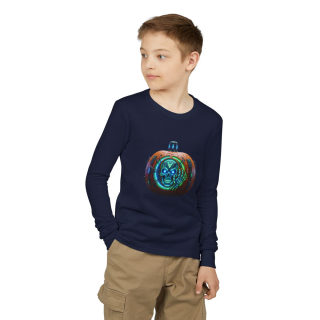 Skull Pumpkin 'No Tricks' Long Sleeve Kids Tee 32