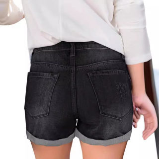 Distressed Cuffed Denim Shorts for Women | Business Casual Cotton 2