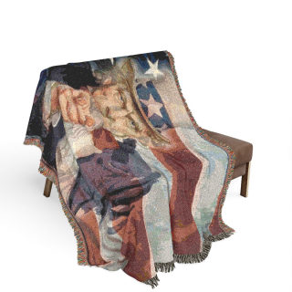 Uncle Sam Pointing Woven Blanket | American Flag Patriotic Throw 3