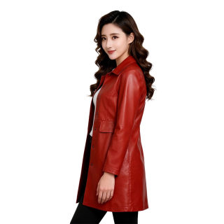 PU Mid-Length Lapel Slim Fit Jacket 5