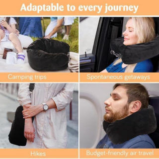 Travel Pillow — Fillable with Clothes, Soft Plush U-Shaped Neck Pillow 3