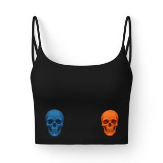 Blue and Orange Skulls Comfort Is The Enemy Bra | Crop Top Fitness 2