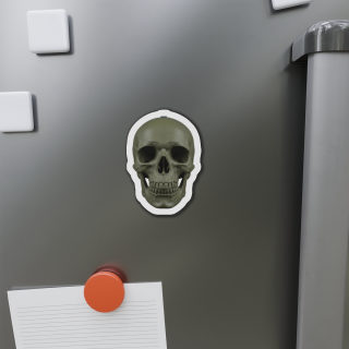 Olive Skull Die-Cut Magnet | Realistic Skull Refrigerator Magnet 4