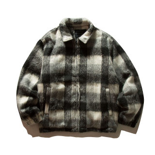 Color Block Long Wool Checkered Coat | Loose Warm Winter