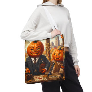Pumpkin Head Businessmen Tote Bag | Halloween Pumpkin City Illustration 98