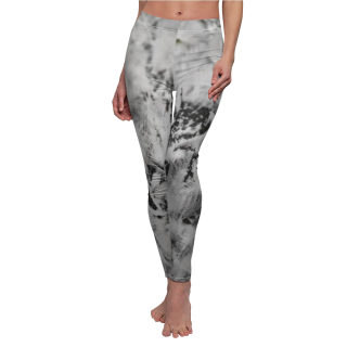 Black & White Frost Print Leggings | Abstract Ice Crystal Pattern, All-Over Print 5