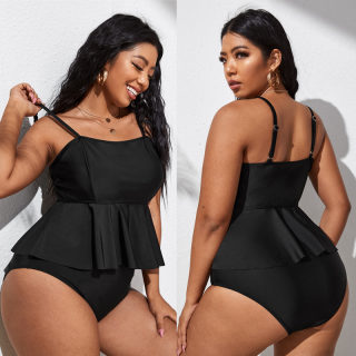 Plus Size Solid Color bikini set
