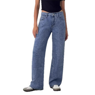 Women's Slimming Straight Jeans with Heart Pocket Design 5