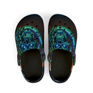 Neon Skull Pattern Kid's Clogs 2
