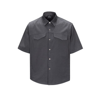 Collared Loose Short Sleeve Workwear Shirt
