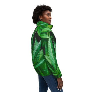 Marijuana Leaf Puffer Jacket | Cannabis Leaves All Over Print 6