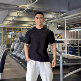 Men's Heavyweight Textured Fitness Short Sleeve T-Shirt | Tapered Sleeve 4