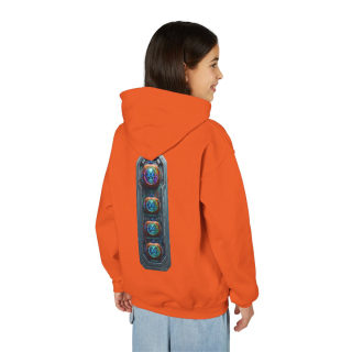 Glowing Cyber Pumpkin Kids Hoodie 86