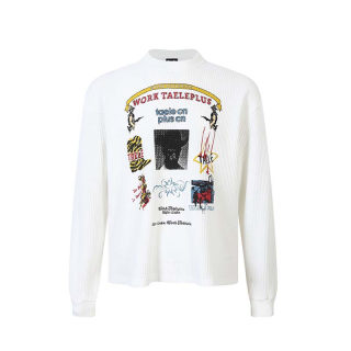 Hand-Drawn Letter Print Long Sleeve T-Shirt | American Retro