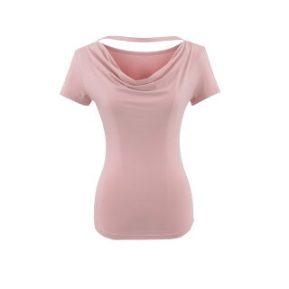 Swing Collar Pleated Short Sleeve T-Shirt | Round Neck 2