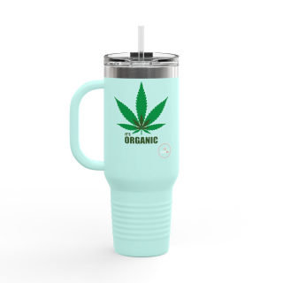 Organic cannabis leaf travel mug, 40oz insulated tumbler 30