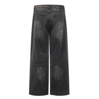 Washed Distressed Straight Leg Denim Pants 2