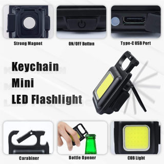 Mini COB Rechargeable Work Light with Magnet, Keychain Style 2