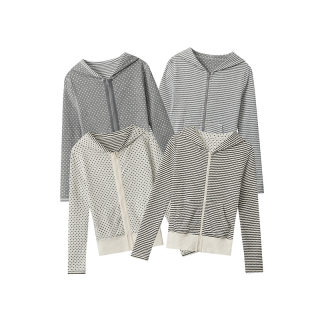 Striped Reversible Zip-Up Hoodie for Women | Long Sleeve Cropped 4