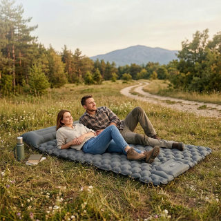 Camping sleeping pad — ultralight inflatable sleeping pad with pillow, 1-2 person 6
