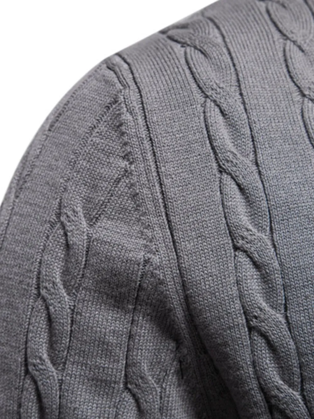 Men's Cable-Knit Round Neck Sweater | Long Sleeve Pullover 3