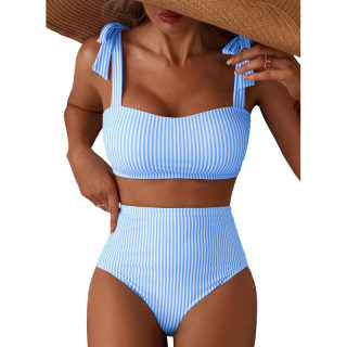Striped bikini set (high-waisted) 6