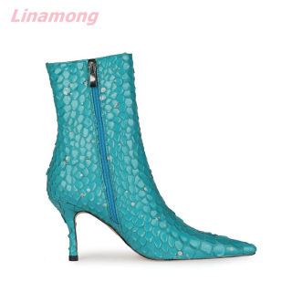 Women's Bling Pointed-Toe Ankle Boots, Thin High Heel 5