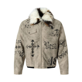 Gothic Cross Print Cotton Jacket | Street Fashion 6