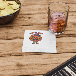 Jack-o'-Lantern Trick or Treat Napkins | Halloween Paper Cocktail Napkins 9