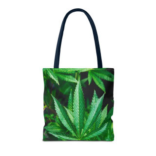 Green Cannabis Leaf Tote Bag | All-Over Print Hemp Plant Design 29