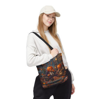 Jack-o'-Lantern Candy Haul Tote Bag | Halloween Pumpkin Scene 76
