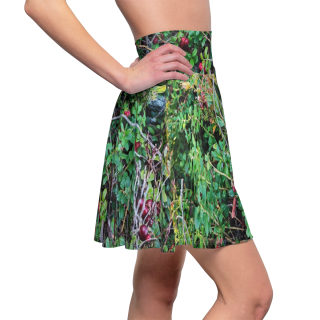Wild Berry Vine Print Skater Skirt | Botanical Green Nature Pattern 7