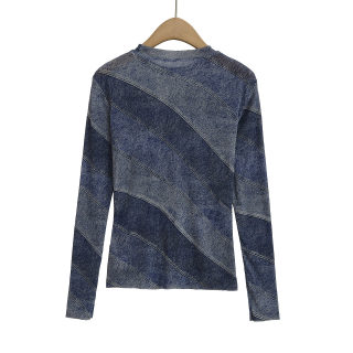 Mesh Base Long Sleeve Shirt | Small Round Neck Slim Fit 3