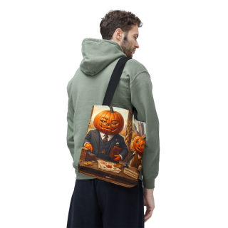 Pumpkin Head Businessmen Tote Bag | Halloween Pumpkin City Illustration 91